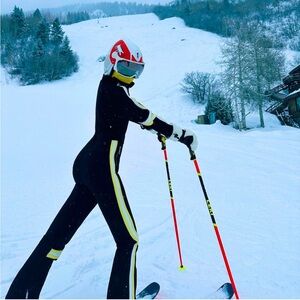 Cordova Ski Suit XS Modena belted striped ski suit